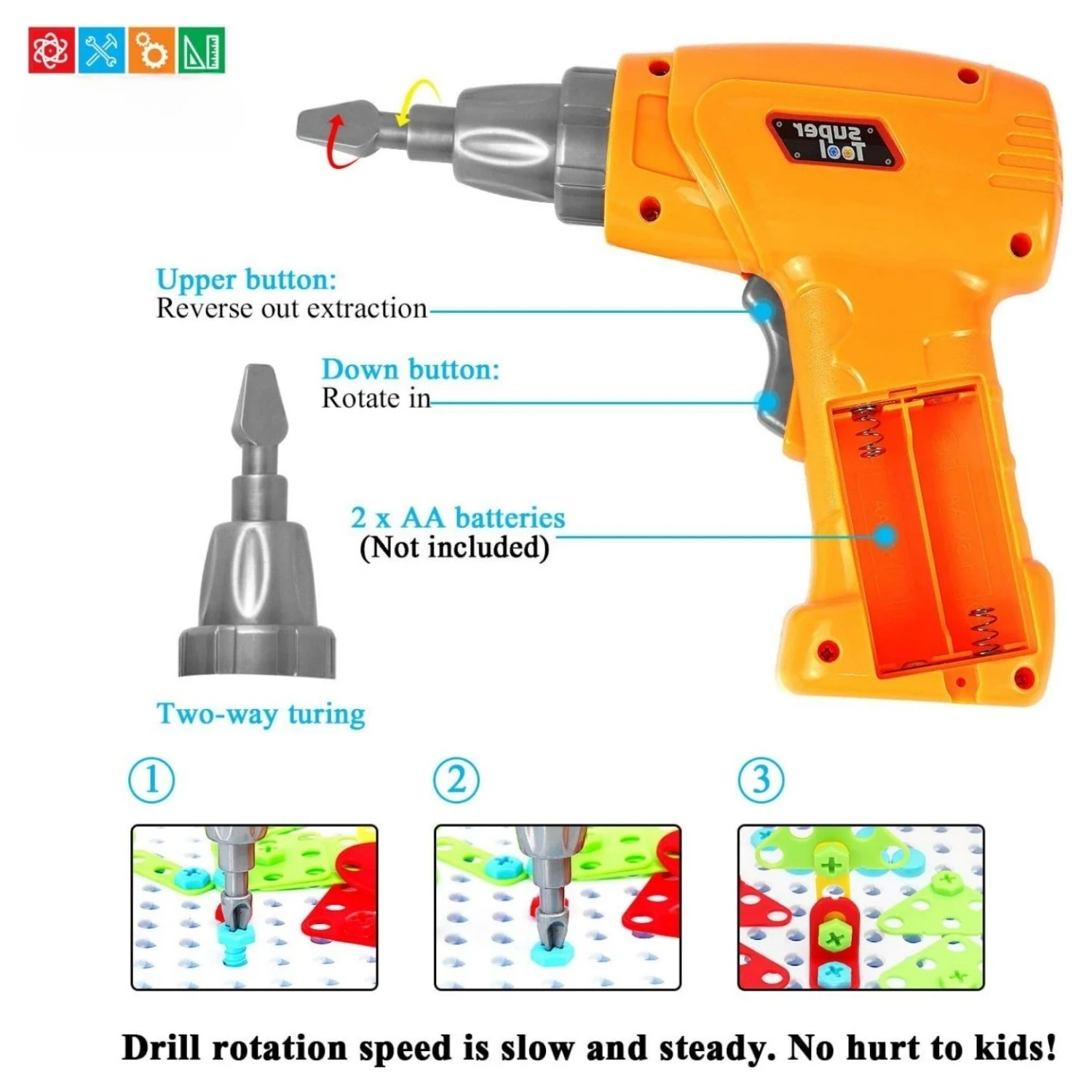 Ateliers d'Ingénieurs en Herbe : Kit de Construction STEM avec Perceuse – 239 Pièces pour Petits Geniuses de 3 à 6 Ans